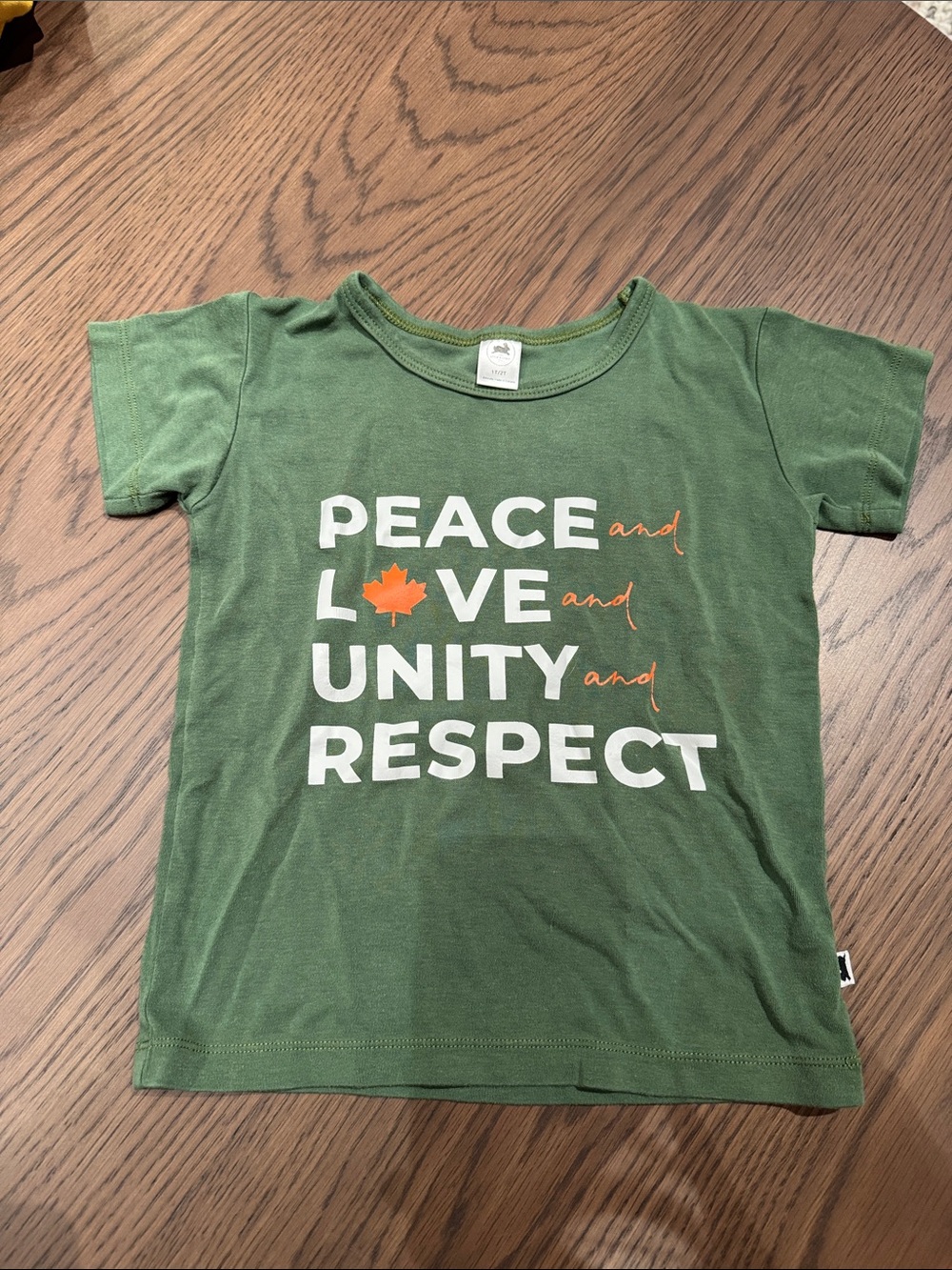 Kids Green 'Peace Love Unity Respect' Graphic Tee